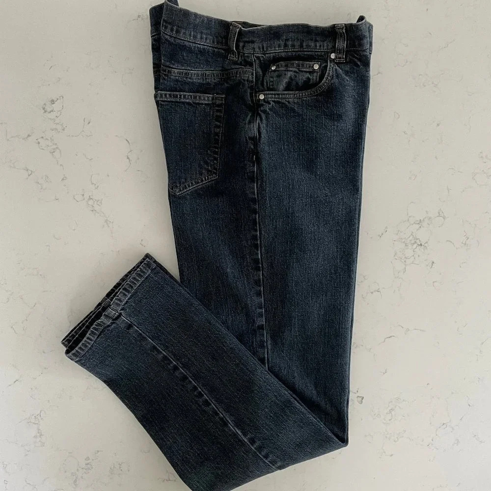 Jones New York Signature 5 Pocket Midrise Dk Wash Cotton Denim Jeans Blue Sz 10